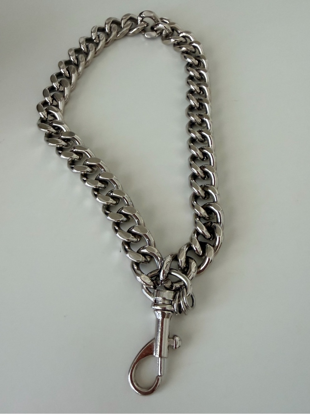 Stainless Steel Silver Curb Link Chain Wristlet Strap W/ Lobster Clasp Like New